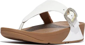 FitFlop Women's Lulu Crystal-Buckle Leather Toe-Post Sandals Wedge