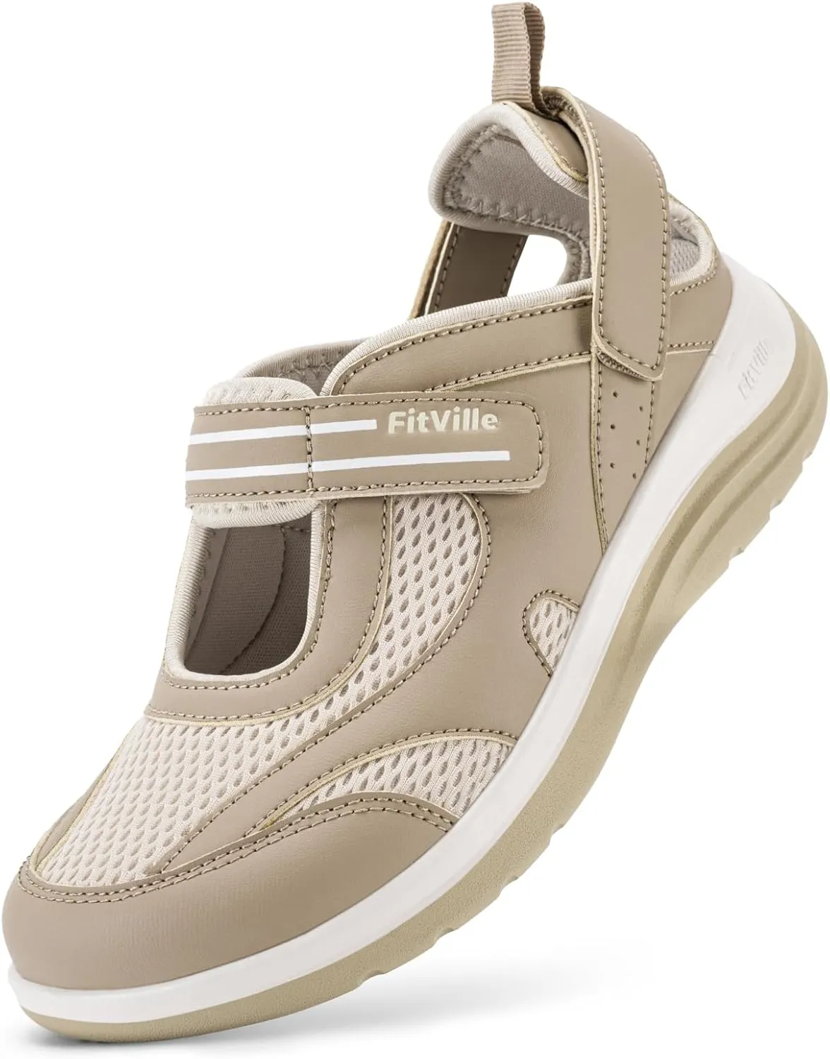 FitVille Diabetic Shoes for Women Extra Wide Width Diabetic Womens Sandals, Walking Shoes with Adjustable Closures Arch Support, Orthopedic Sandals for Flat Feet Heel Pain Relief,Plantar Fasciitis