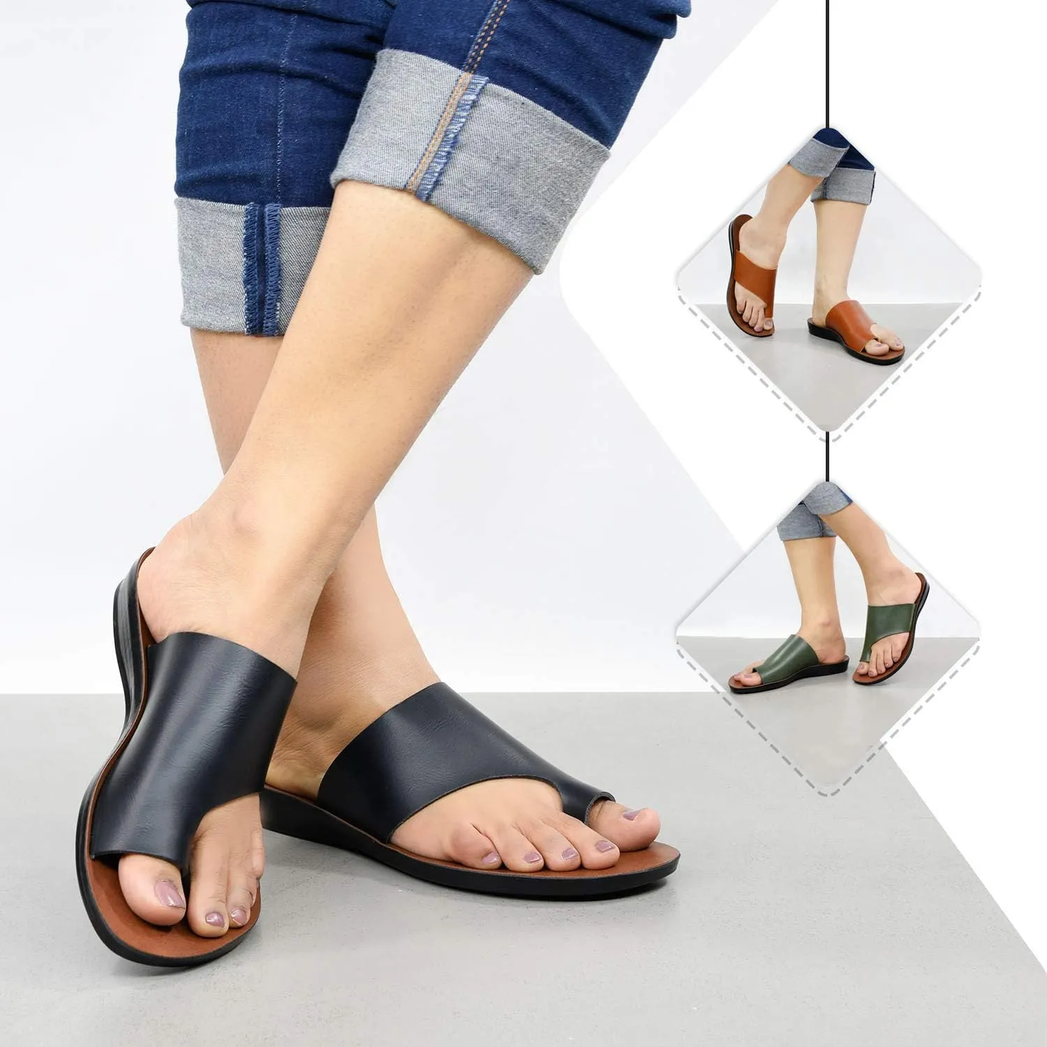Flat Sandals For Women - Walking Summer Vacation Essentials Ladies Flip Flops – Comfortable Arch Support Orthotic Sandals For Women – Casual Outdoor Fashion Dressy Non Slip Footwear