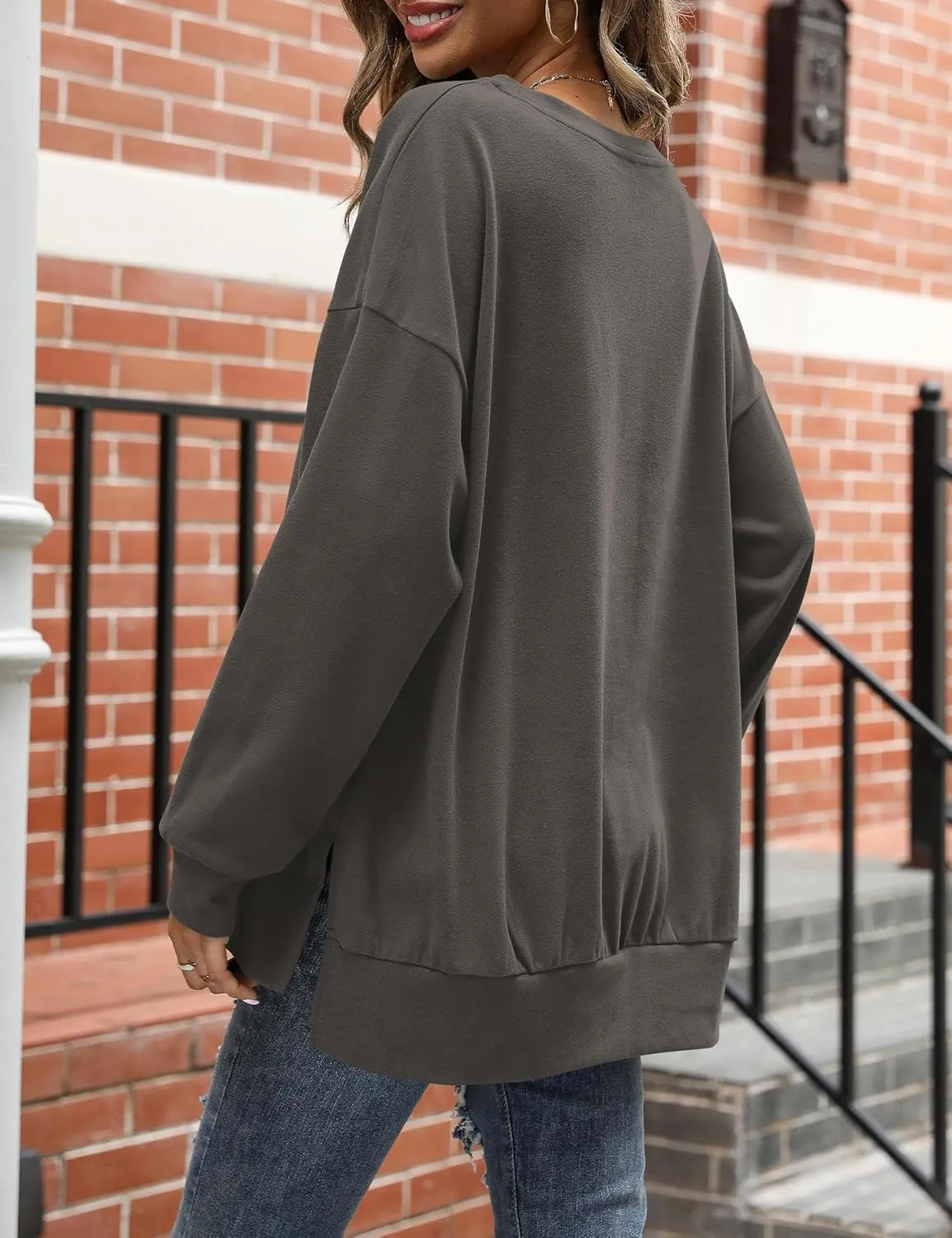 Florboom Womens Oversized Sweatshirts Crew Neck Long Sleeve Tunic Top Casual Fall Soft Pullover