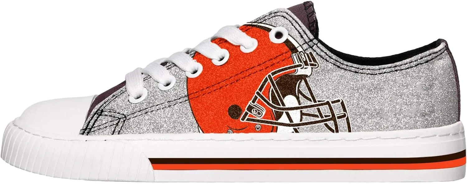 FOCO Women's NFL Team Logo Ladies Fashion Glitter Low Top Canvas Sneakers Shoes Dallas Cowboys Shoes-10/XXL