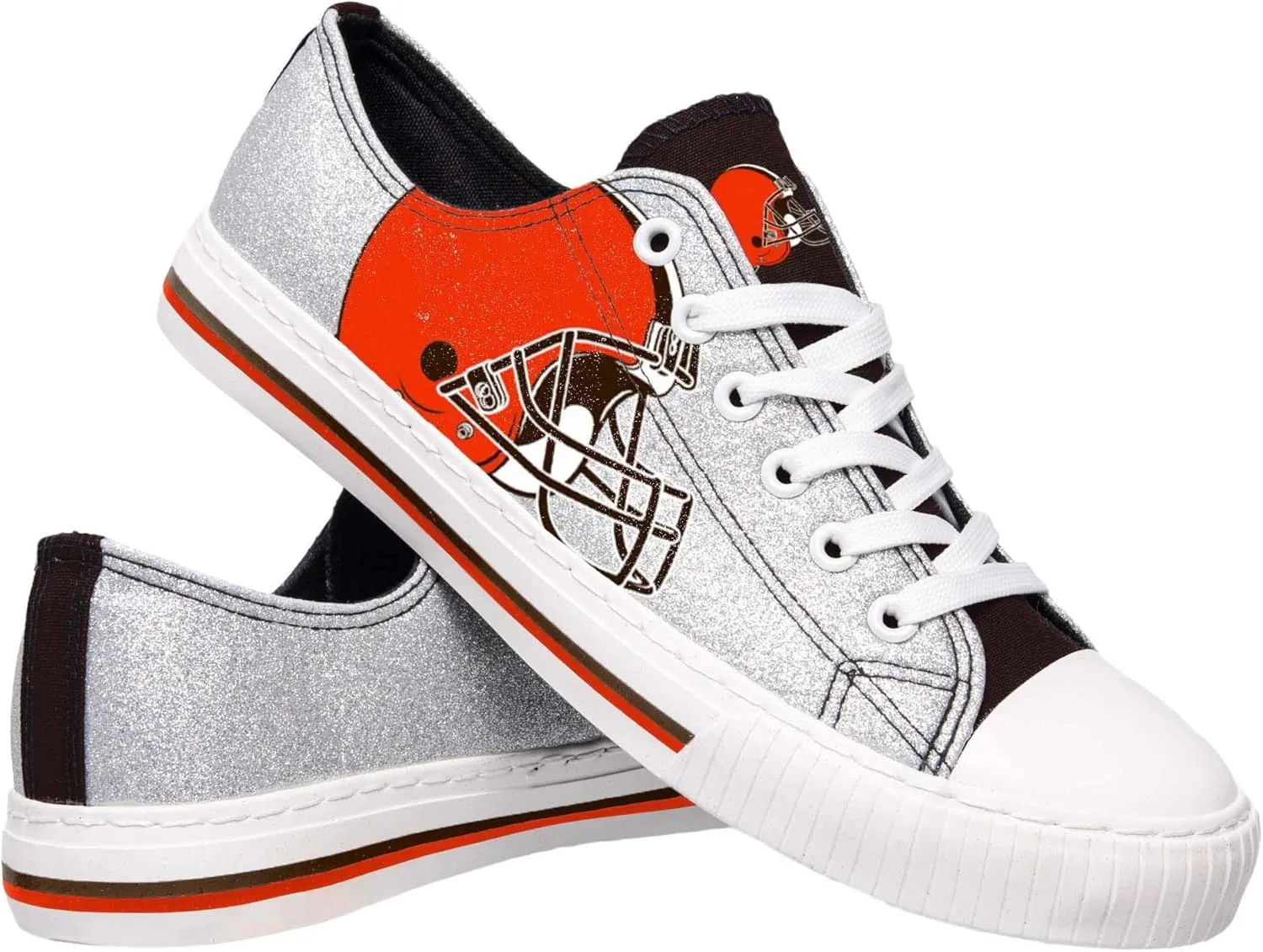 FOCO Women's NFL Team Logo Ladies Fashion Glitter Low Top Canvas Sneakers Shoes Dallas Cowboys Shoes-10/XXL