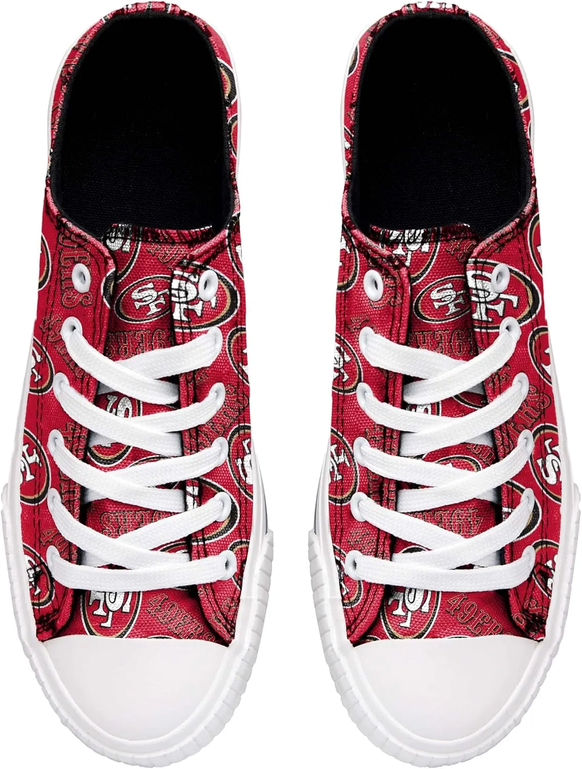 FOCO Women's NFL Team Logo Ladies Fashion Repeat Print Low Top Canvas Sneakers Shoes