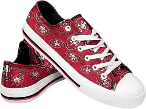 FOCO Women's NFL Team Logo Ladies Fashion Repeat Print Low Top Canvas Sneakers Shoes