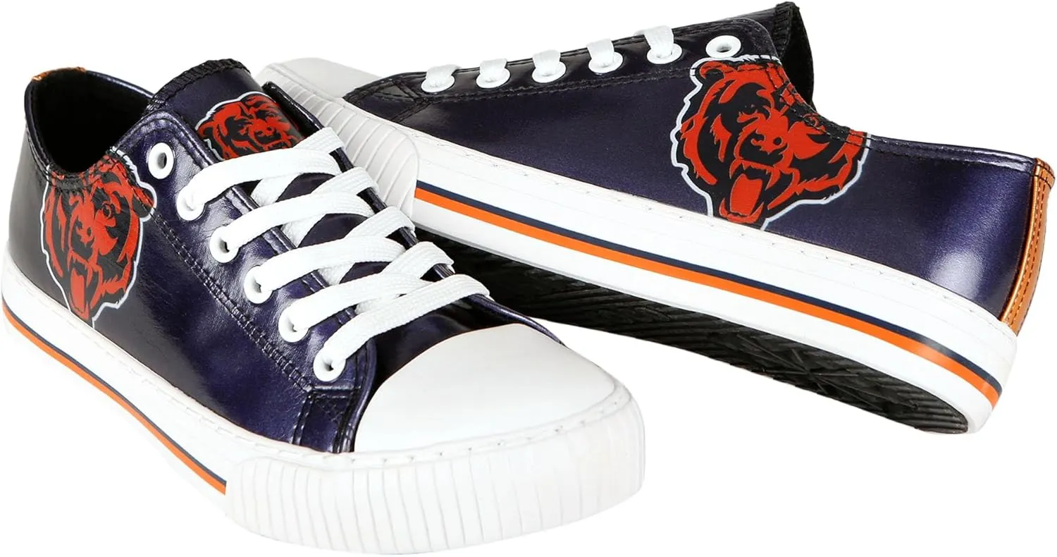 FOCO Women's NFL Team Logo Metallic Ladies Fashion Low Top Canvas Sneakers Shoes