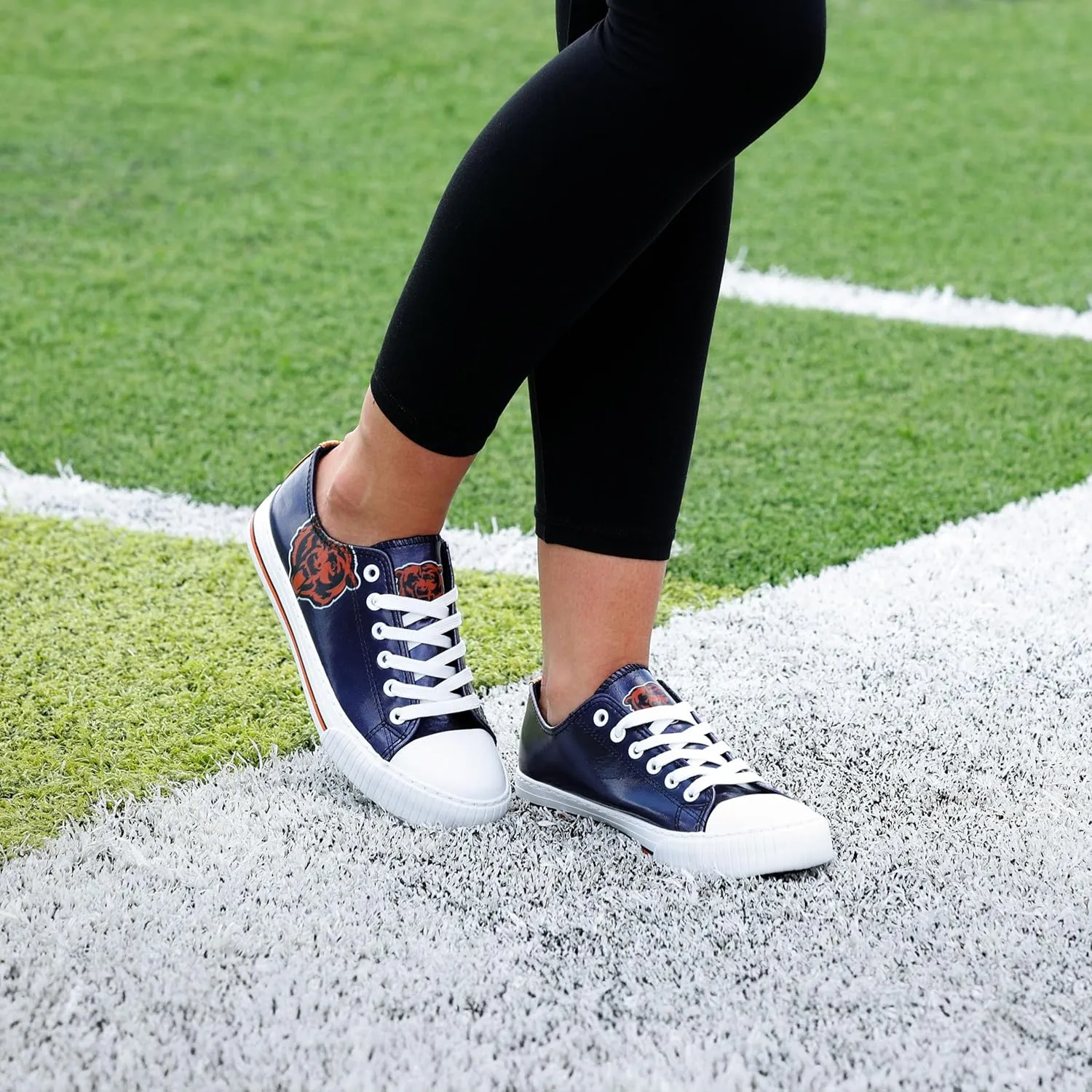 FOCO Women's NFL Team Logo Metallic Ladies Fashion Low Top Canvas Sneakers Shoes