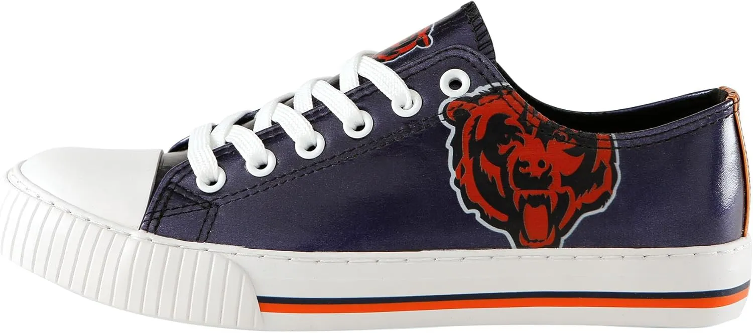 FOCO Women's NFL Team Logo Metallic Ladies Fashion Low Top Canvas Sneakers Shoes
