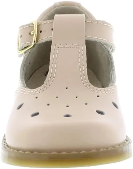 FOOTMATES Harper Mary Jane T-Strap Girls Flat Leather Walking Shoes with Custom-Fit Insoles, Slip-Resistant Non-Marking Outsoles - for Toddlers and Little Kids, Ages 1-8
