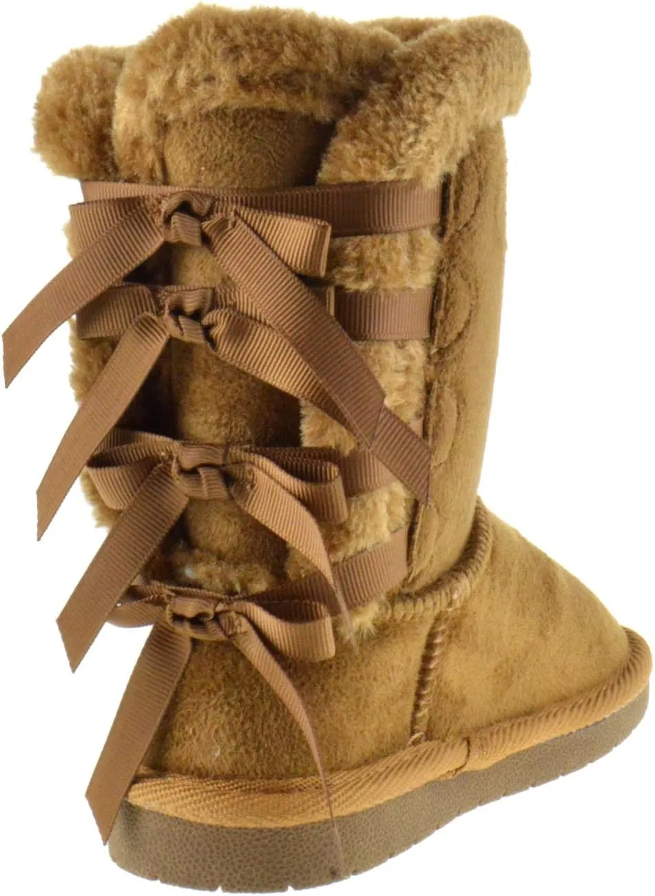 Forever Link Ann 36K Little Girls Shearling Bowtie Fur Boots