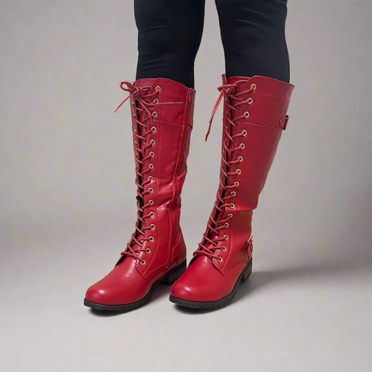 Forever Link Mango 27 Womens Knee High Buckle Riding Boots