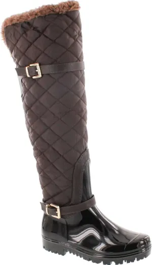 Forever Link Women's Carrie-66 Motorcyle Quilted Buckle Boots