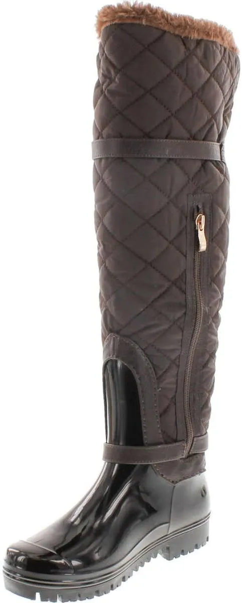 Forever Link Women's Carrie-66 Motorcyle Quilted Buckle Boots