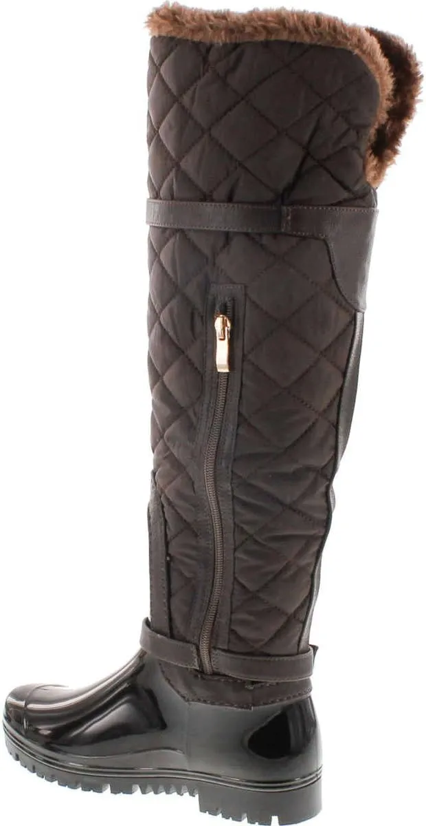 Forever Link Women's Carrie-66 Motorcyle Quilted Buckle Boots