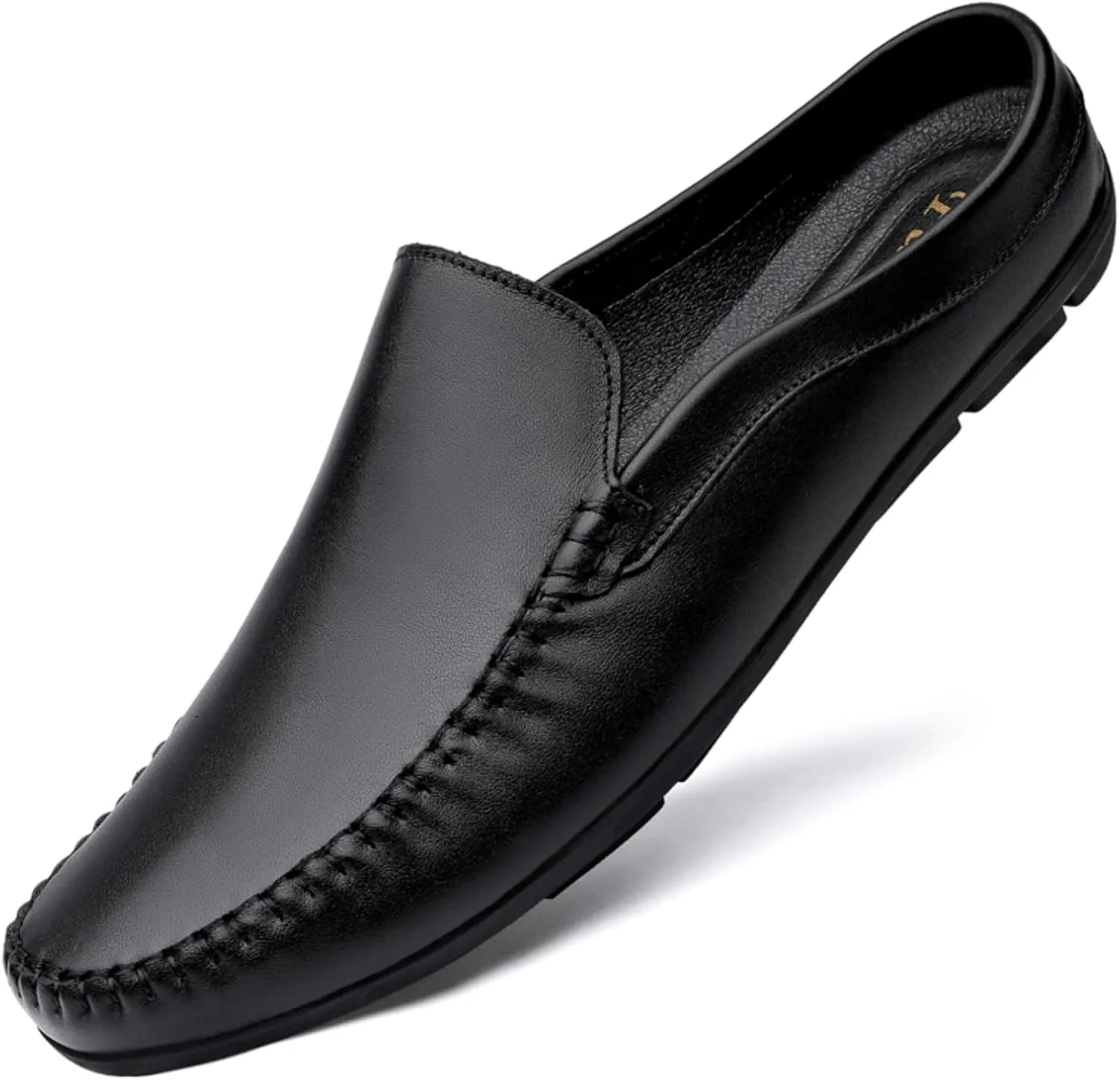 FOTN Kelibasi Mens Handmade Leather Slip-On Mules Comfortable Soft Backless Slippers Summer Casual Walking Driving Sandals Half Loafers