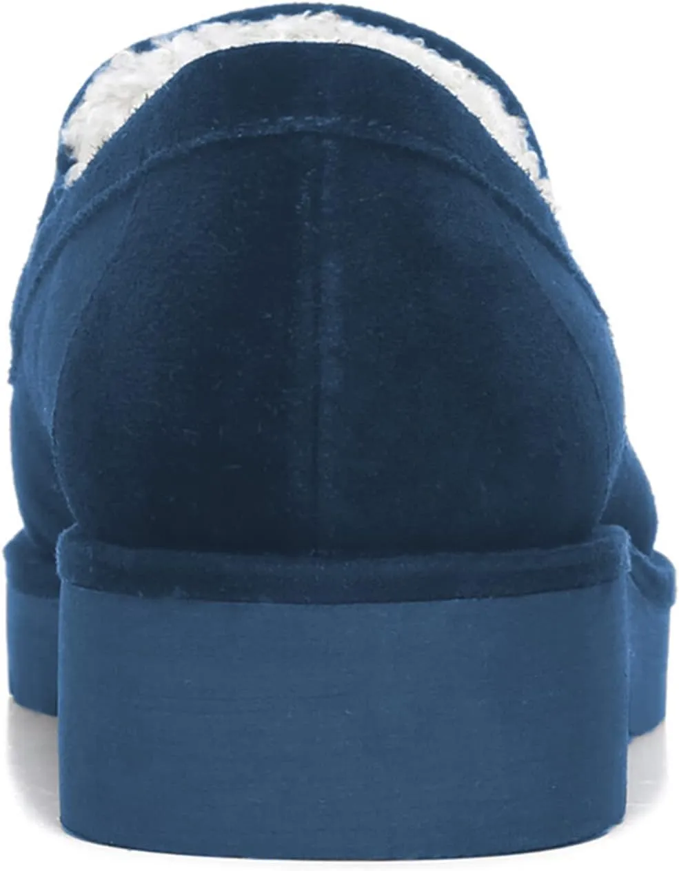 FOWT Women Suede Fur Lined Loafers V Cut Flats Round Toe Low Bock Heels Causal Shoes Slip On Lightweight Platform Slippers Warm Plush Winter Fall Durable Indoor Outdoor Shoes Size 4-16 US