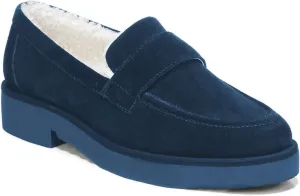 FOWT Women Suede Fur Lined Loafers V Cut Flats Round Toe Low Bock Heels Causal Shoes Slip On Lightweight Platform Slippers Warm Plush Winter Fall Durable Indoor Outdoor Shoes Size 4-16 US
