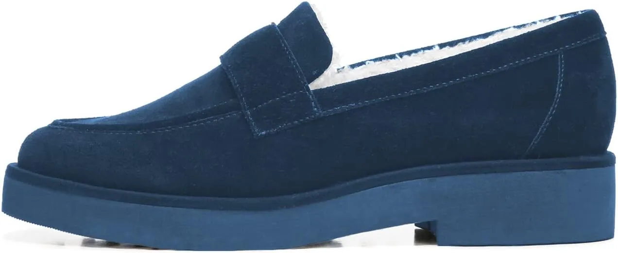 FOWT Women Suede Fur Lined Loafers V Cut Flats Round Toe Low Bock Heels Causal Shoes Slip On Lightweight Platform Slippers Warm Plush Winter Fall Durable Indoor Outdoor Shoes Size 4-16 US