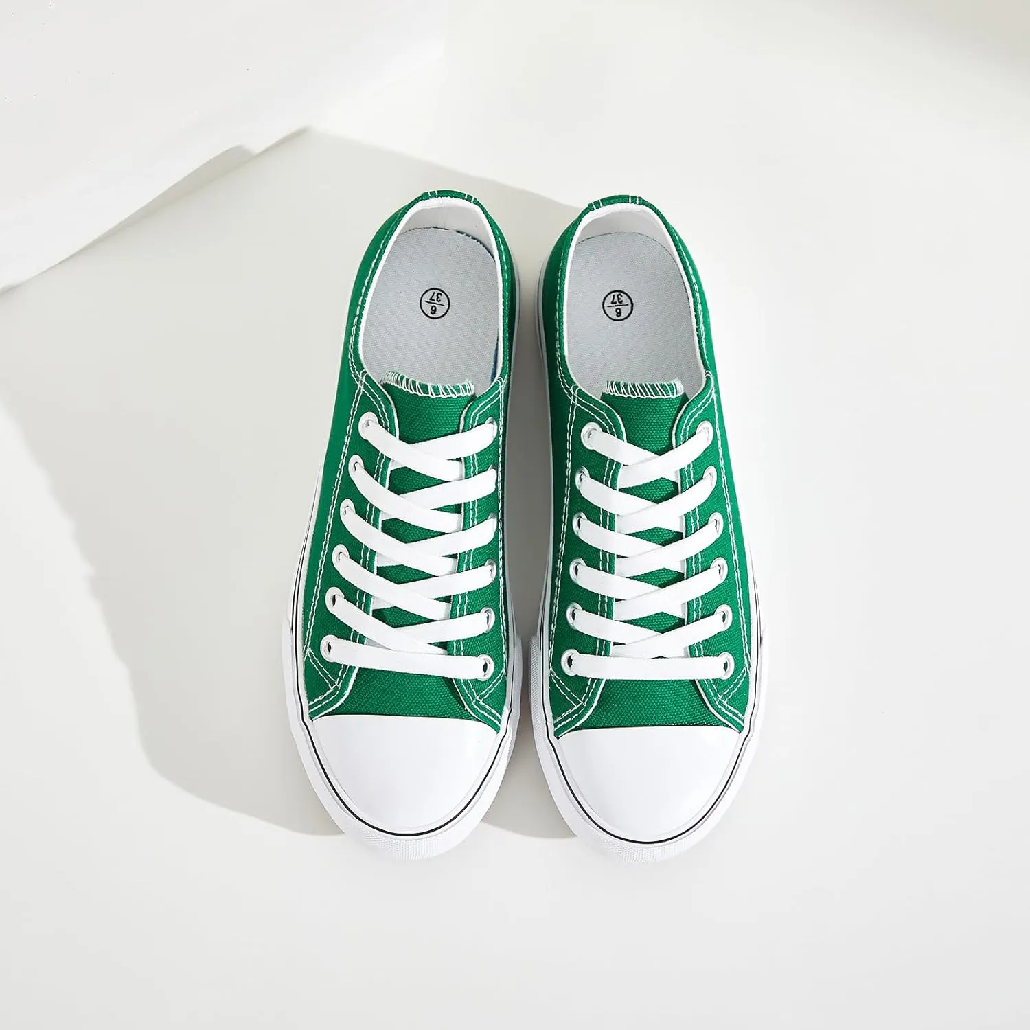 FRACORA Womens White Canvas Sneakers Low Top Lace Up Canvas Shoes Fashion Comfortable