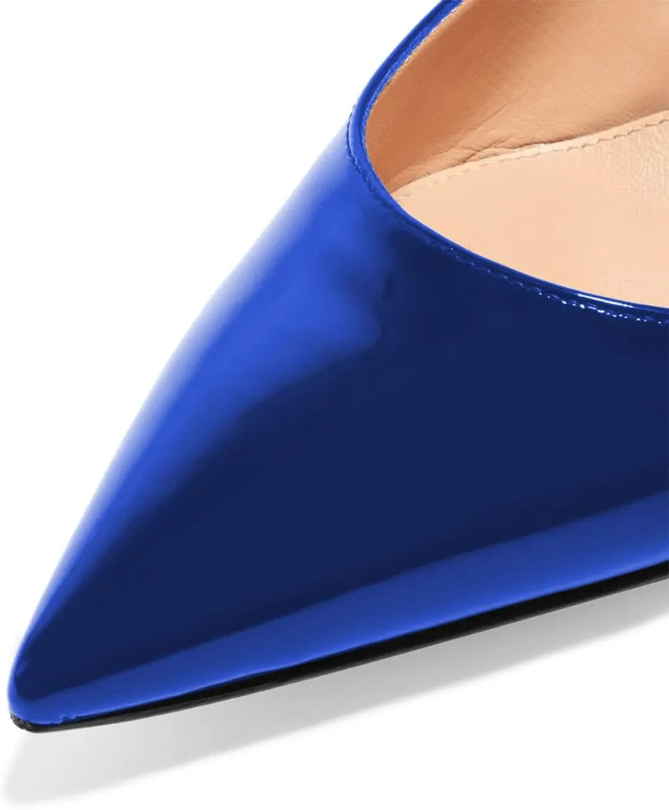 FSJ Women Pointed Toe Slingback Wedding Pumps Chunky Low Heel Rhinestone Sandals Crystal Heeled Dress Shoes Size 4-15 M US