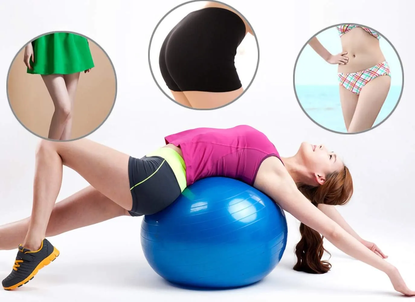Fullgaden Exercise Ball (55-75cm) with Quick Foot Pump, Professional Grade Anti Burst & Slip Resistant Stability Balance for Yoga, Workout, M（48-55cm）, Purple