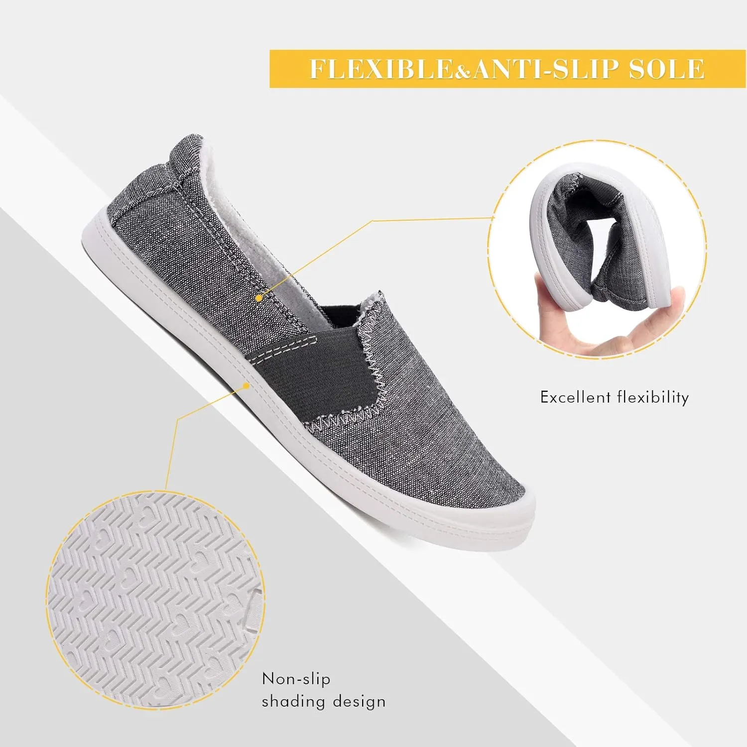 FUNKYMONKEY Shoes for Women, Comfort Low Top Canvas Slip On Sneakers Classic Casual Walking Shoes