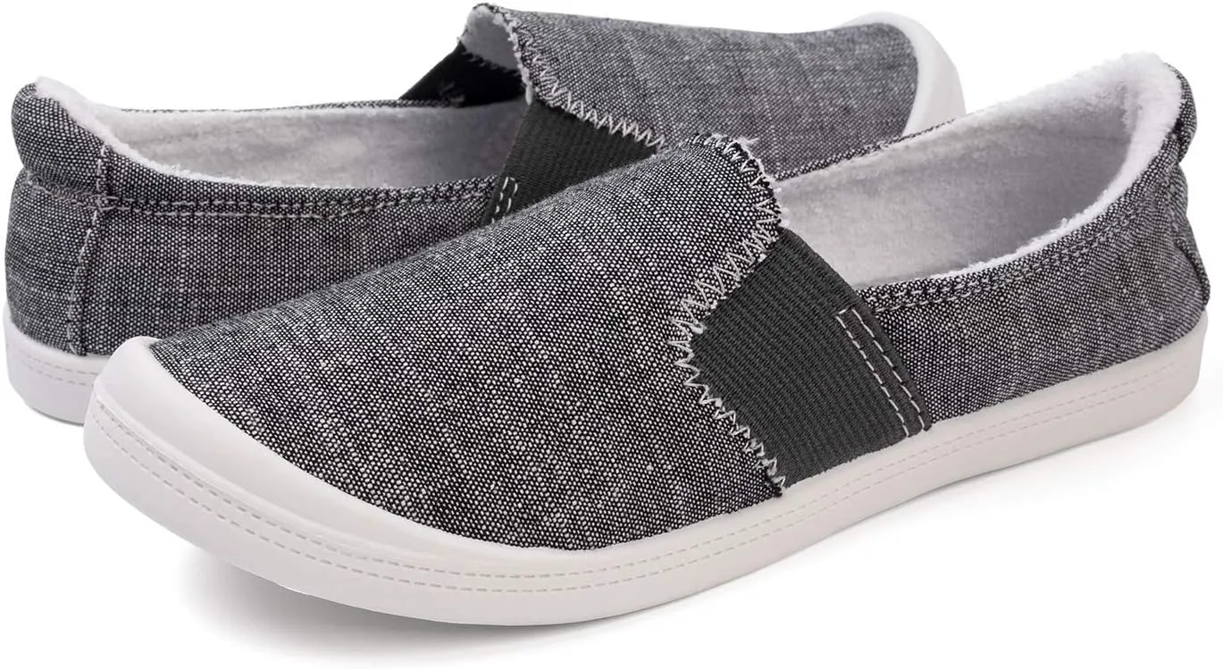 FUNKYMONKEY Shoes for Women, Comfort Low Top Canvas Slip On Sneakers Classic Casual Walking Shoes