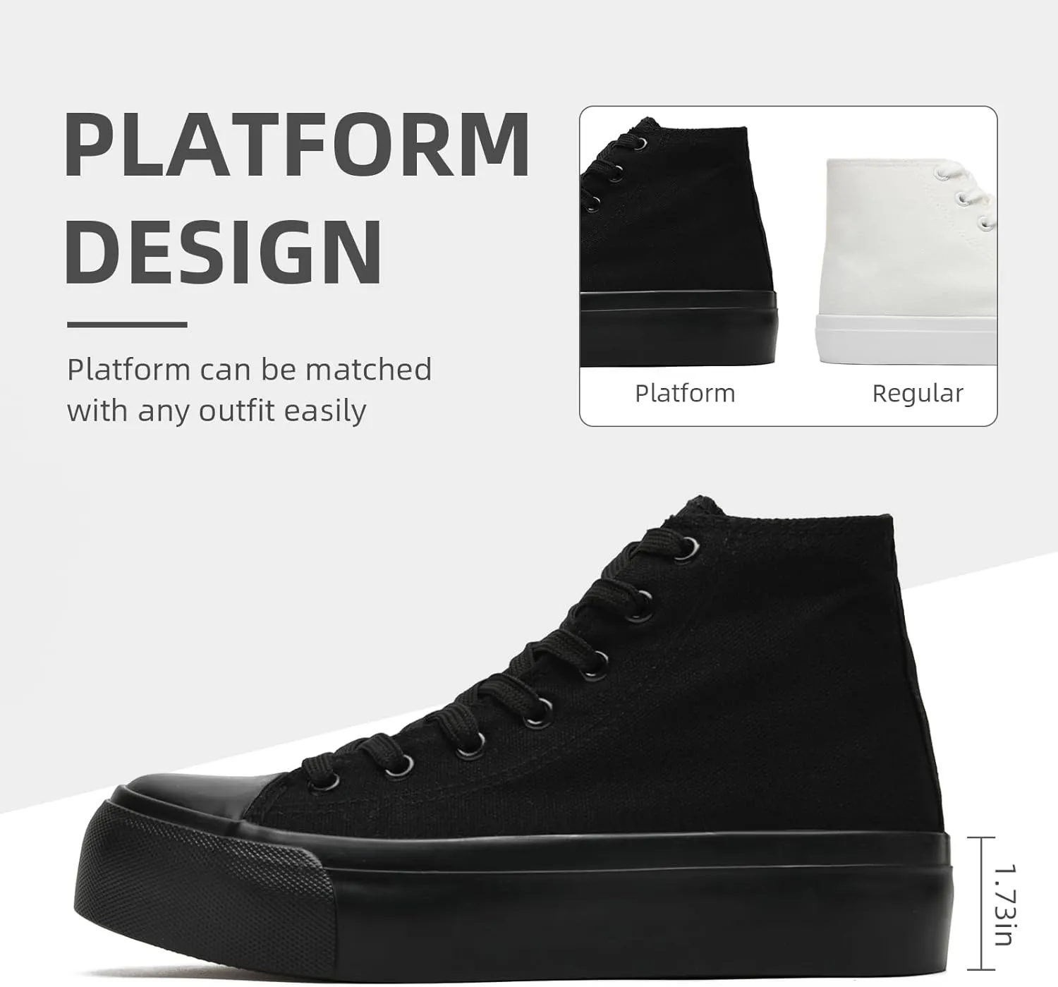 FUUPNN Platform Sneakers Canvas Fashion Lace Up Classic Casual Walking Shoes High Tops Canvas Shoes Casual Tennis Shoes