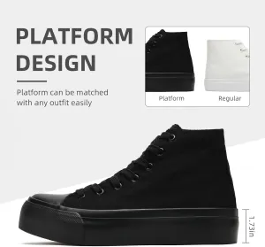 FUUPNN Platform Sneakers Canvas Fashion Lace Up Classic Casual Walking Shoes High Tops Canvas Shoes Casual Tennis Shoes