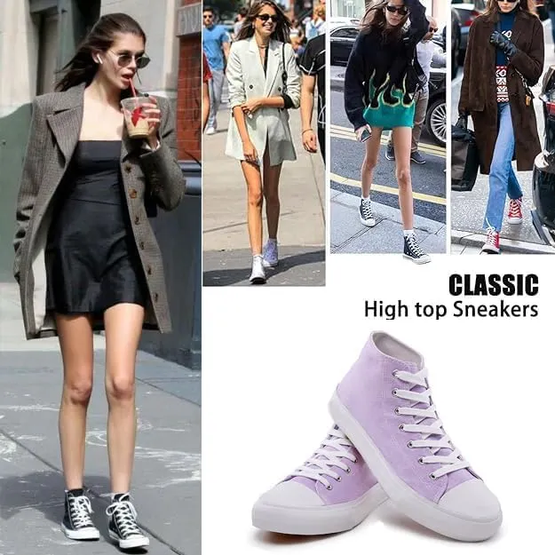 FUUPNN Platform Sneakers Canvas Fashion Lace Up Classic Casual Walking Shoes High Tops Canvas Shoes Casual Tennis Shoes