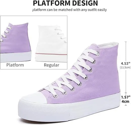 FUUPNN Platform Sneakers Canvas Fashion Lace Up Classic Casual Walking Shoes High Tops Canvas Shoes Casual Tennis Shoes