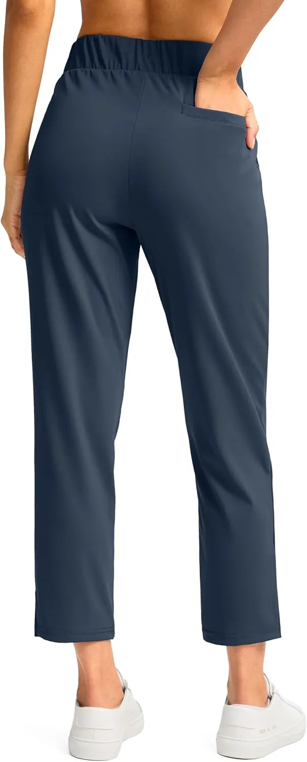 G Gradual Women's Pants Ankle 7/8 Golf Pants 3 Pockets Stretchy Petite Travel Pants Inner Drawstring for Work Business Casual