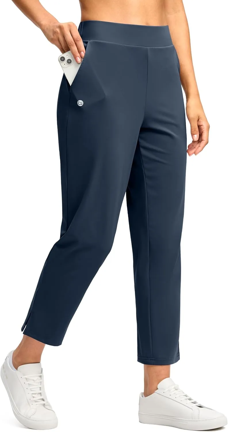 G Gradual Women's Pants Ankle 7/8 Golf Pants 3 Pockets Stretchy Petite Travel Pants Inner Drawstring for Work Business Casual