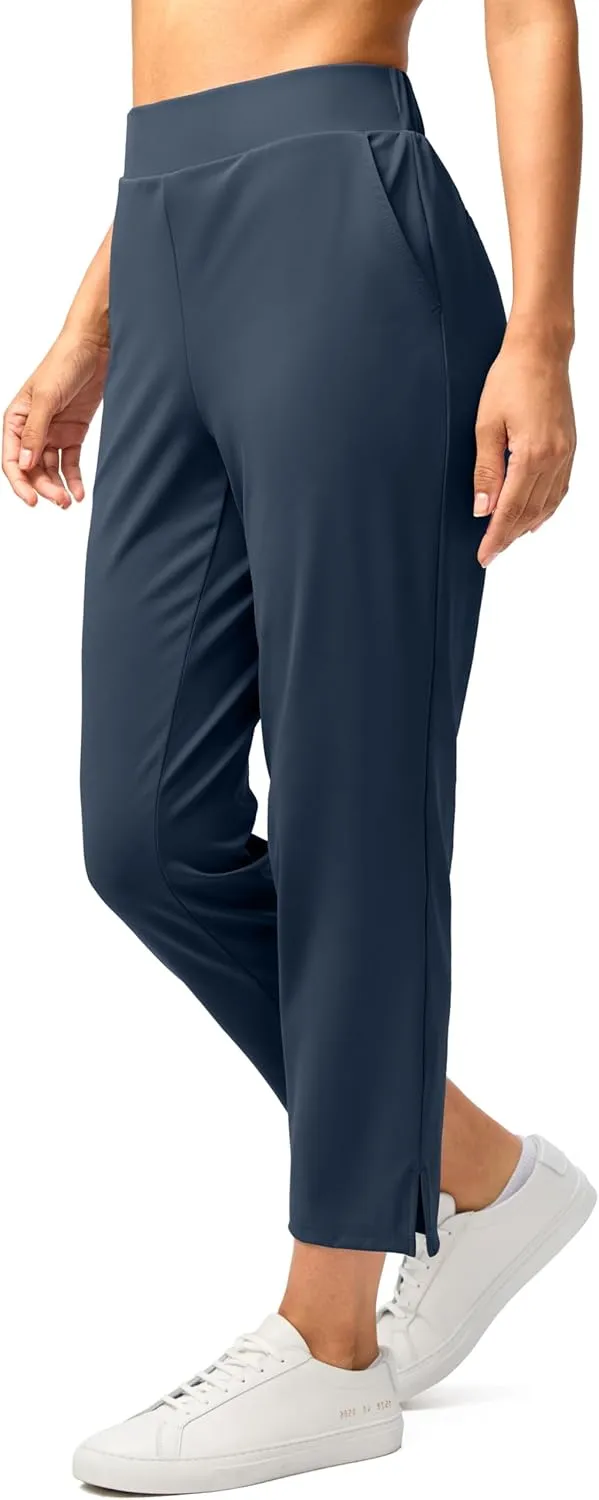 G Gradual Women's Pants Ankle 7/8 Golf Pants 3 Pockets Stretchy Petite Travel Pants Inner Drawstring for Work Business Casual