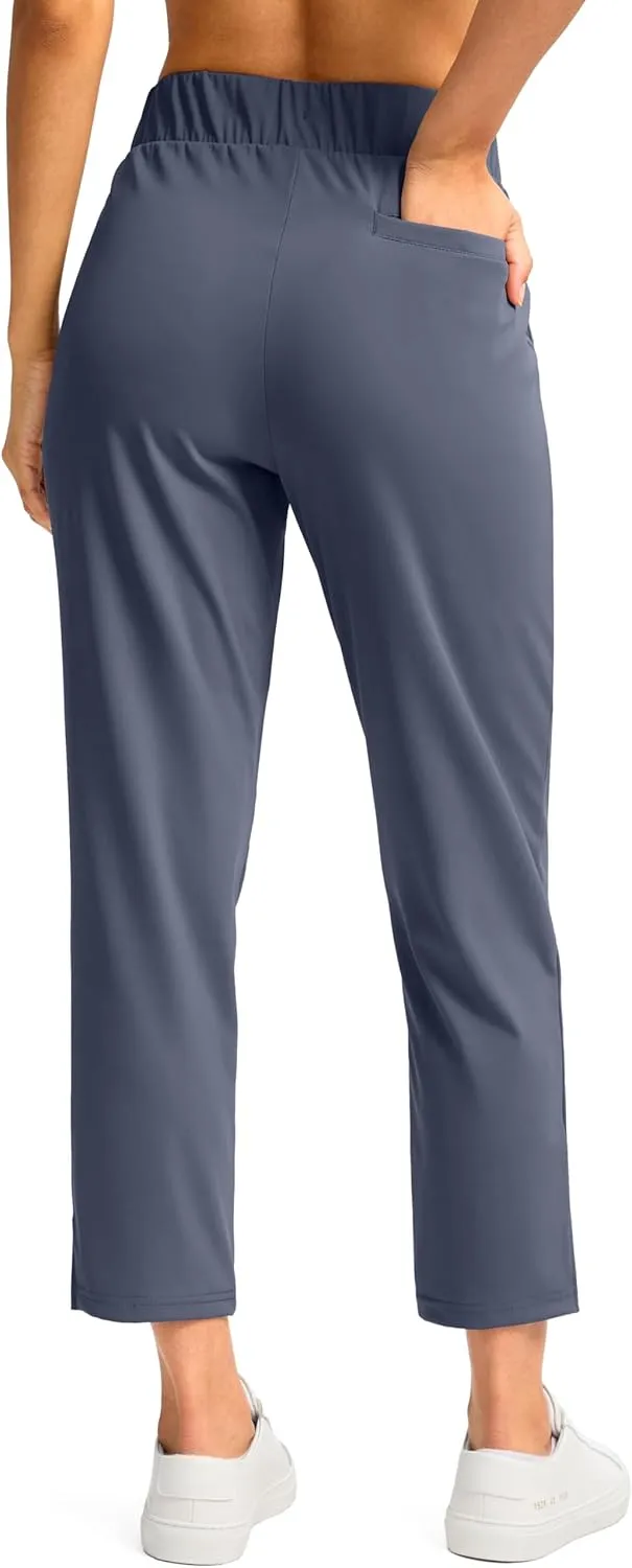 G Gradual Women's Pants Ankle 7/8 Golf Pants 3 Pockets Stretchy Petite Travel Pants Inner Drawstring for Work Business Casual
