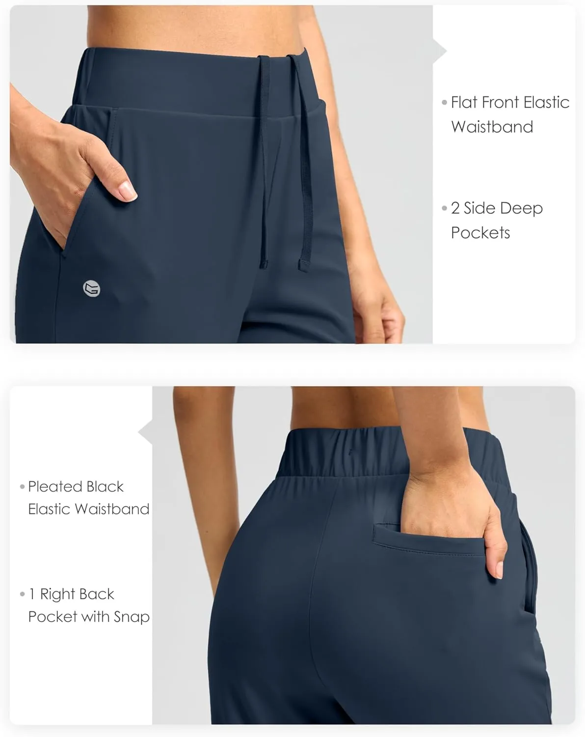 G Gradual Women's Pants Ankle 7/8 Golf Pants 3 Pockets Stretchy Petite Travel Pants Inner Drawstring for Work Business Casual