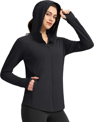 G Gradual Women's UPF 50  Sun Protection Hoodie Jacket with Ponytail Hole and 4 Pockets Lightweight Long Sleeve for Hiking