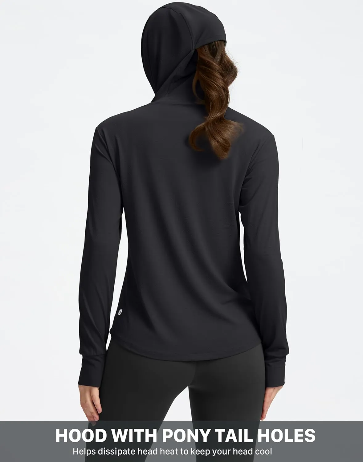 G Gradual Women's UPF 50  Sun Protection Hoodie Jacket with Ponytail Hole and 4 Pockets Lightweight Long Sleeve for Hiking