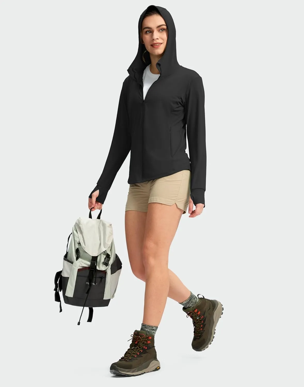 G Gradual Women's UPF 50  Sun Protection Hoodie Jacket with Ponytail Hole and 4 Pockets Lightweight Long Sleeve for Hiking