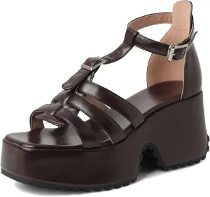 Gicoiz Women Fashion Wedge High Heel Platform Roman Sandals