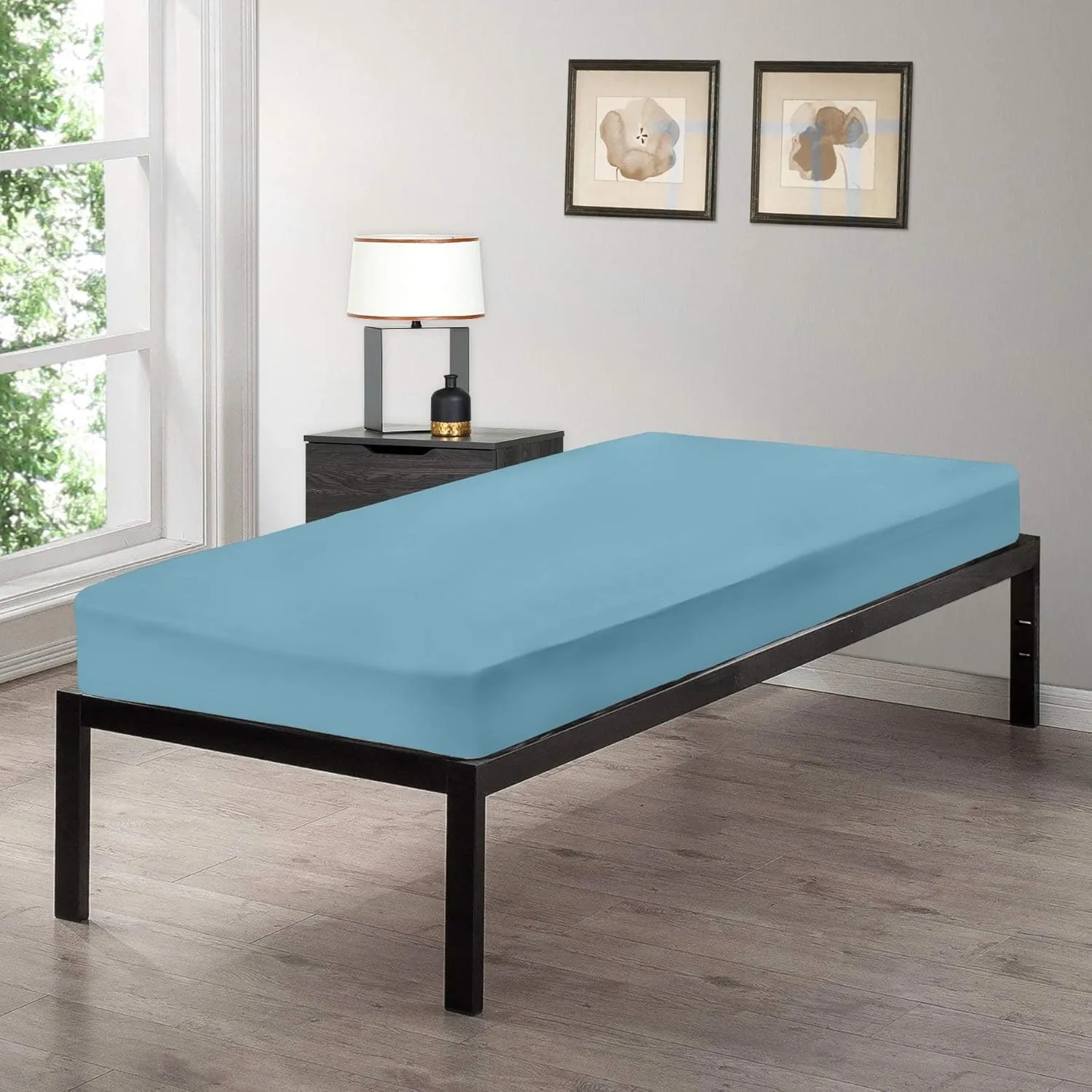 Gilbins Cot Size 30" x 75" Fitted Sheet, Made of Cotton, Perfect for Camp Bunk Beds/RVs/Guest Beds 2 Pack Blue