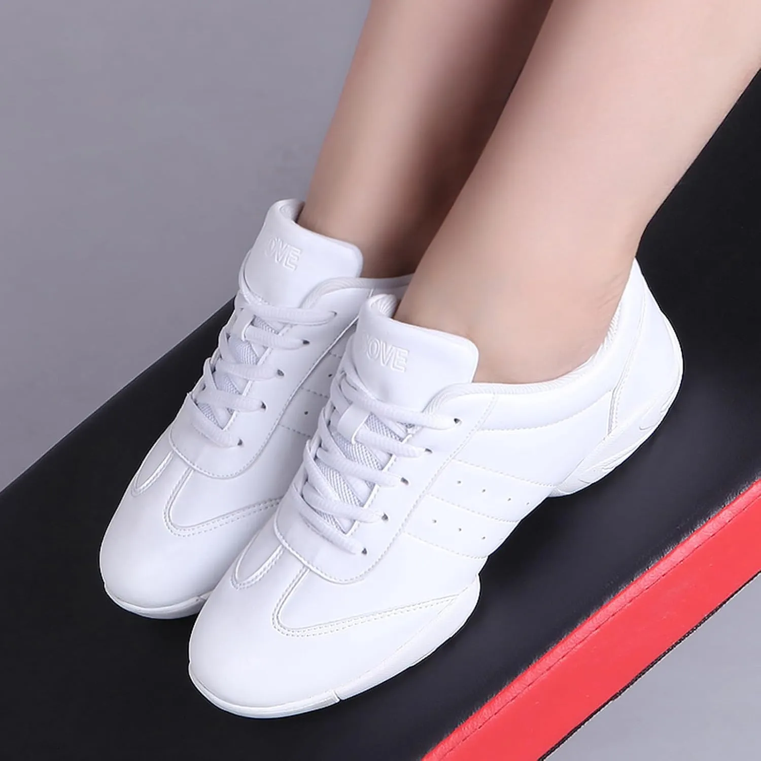 Girls' Cheerleading Shoes Split Sole Cheerleading Shoes Competition Tennis Sneakers Breathable Super Light White Cheer Shoes for Women Sport Training Tennis Sneakers