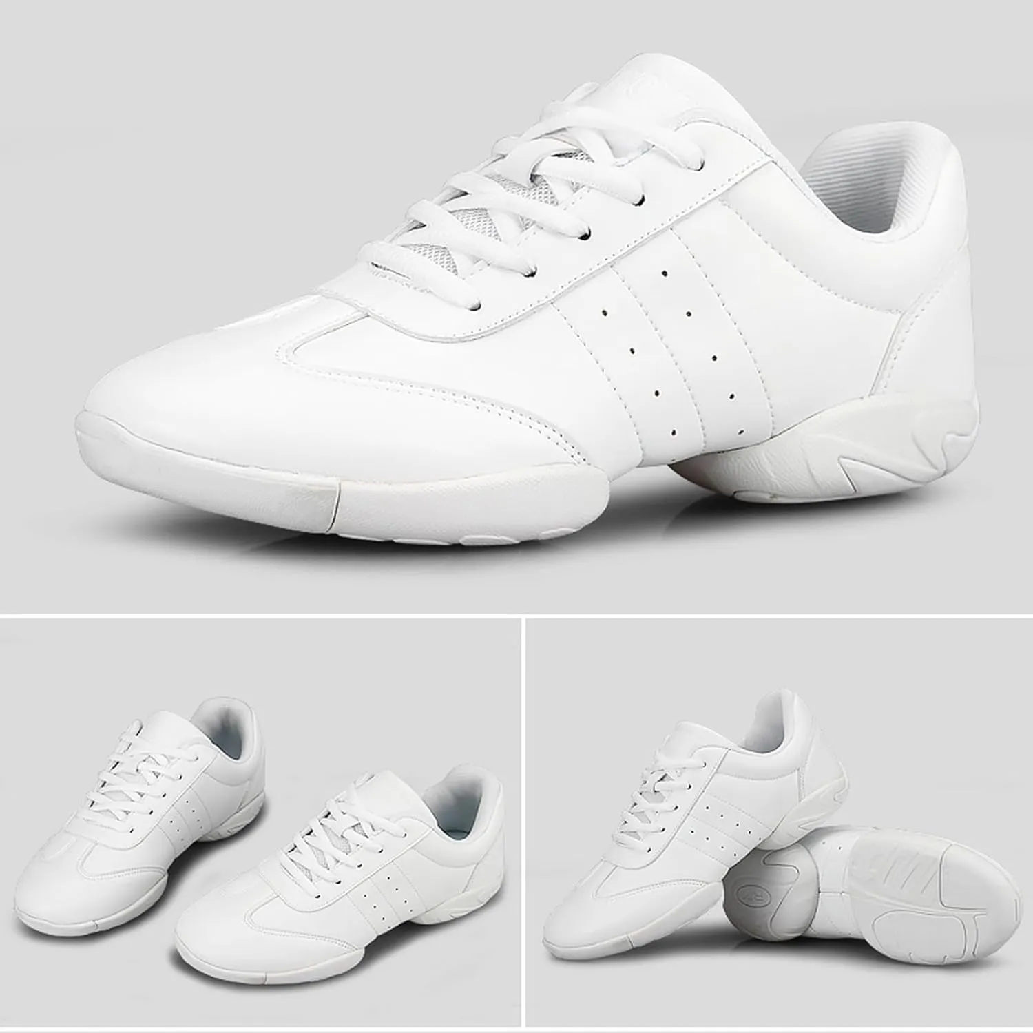Girls' Cheerleading Shoes Split Sole Cheerleading Shoes Competition Tennis Sneakers Breathable Super Light White Cheer Shoes for Women Sport Training Tennis Sneakers