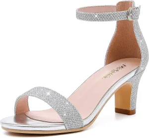 Girls Heel Sandals Open Toe Ankle Strap Flower Girl Dress Pump Sandals Wedding Party for Little Big Kid