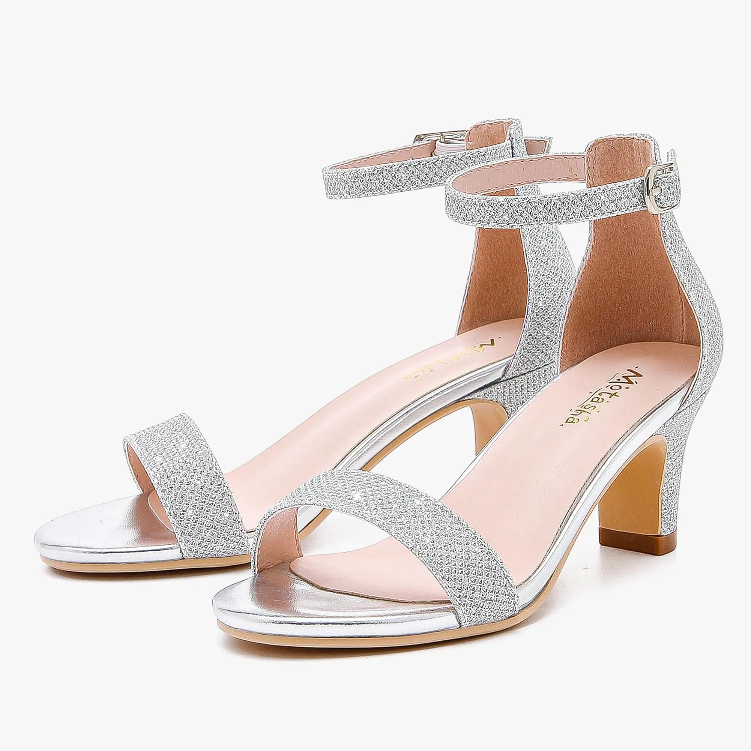 Girls Heel Sandals Open Toe Ankle Strap Flower Girl Dress Pump Sandals Wedding Party for Little Big Kid
