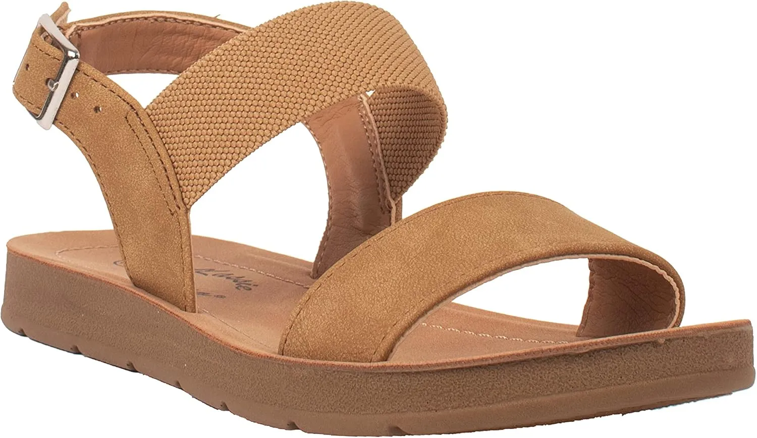 Girls Sandals Casual Open Toe Single Band with Elastic Ankle Strap Buckle Fashion Slide Flats RAIN-2