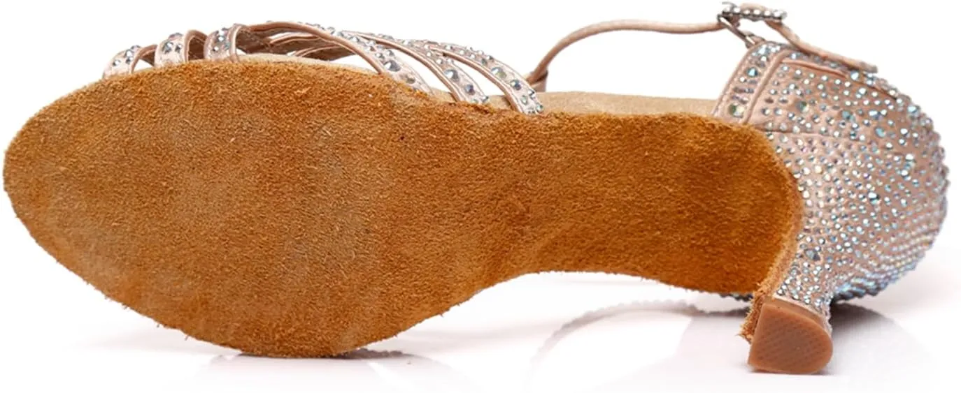 Glitter Dance Shoes for Women Rhinestones Ballroom Party Bridal Wedding Sandals