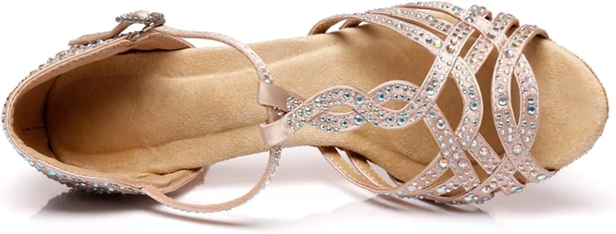 Glitter Dance Shoes for Women Rhinestones Ballroom Party Bridal Wedding Sandals