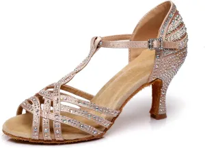 Glitter Dance Shoes for Women Rhinestones Ballroom Party Bridal Wedding Sandals