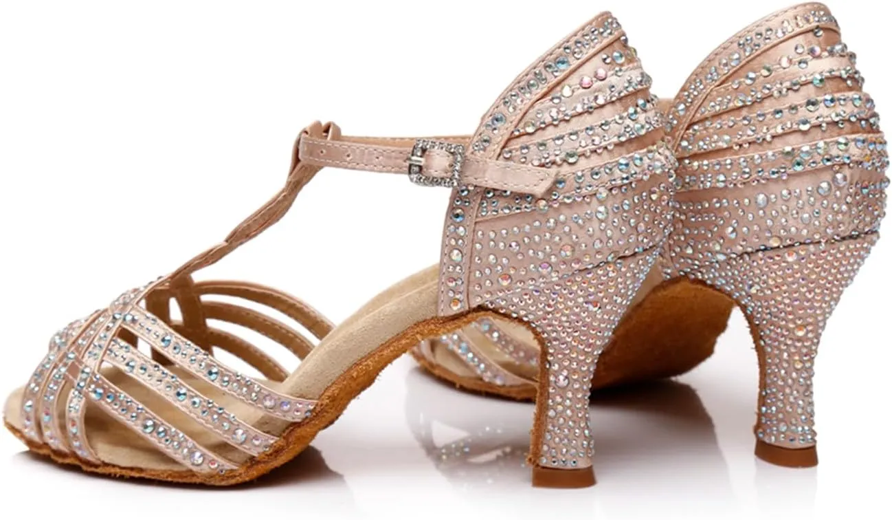 Glitter Dance Shoes for Women Rhinestones Ballroom Party Bridal Wedding Sandals