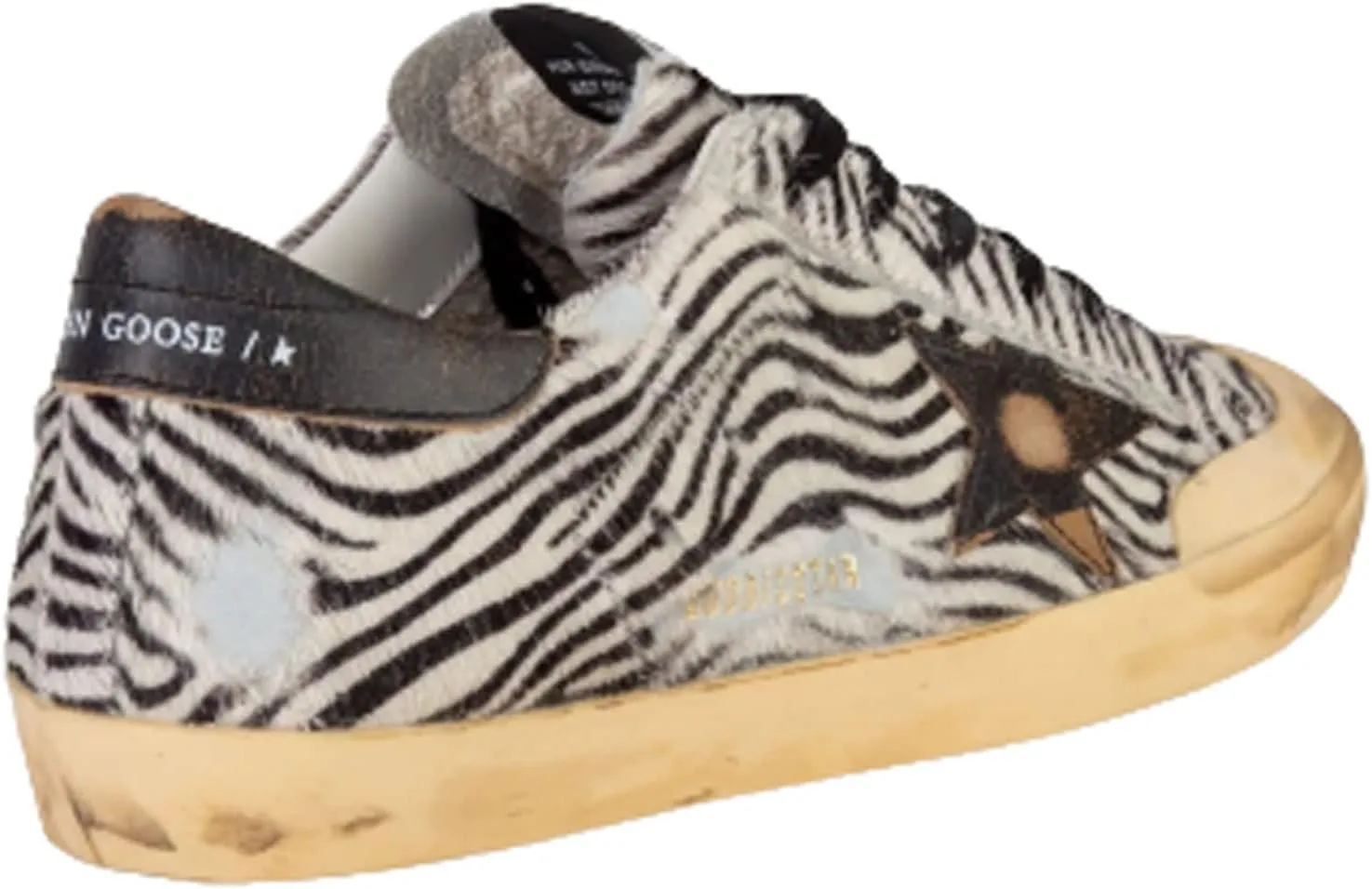 Golden Goose Super-Star Penstar Minizebra Horsy Upper Leather Star and Heel Womens Distressed Sneaker